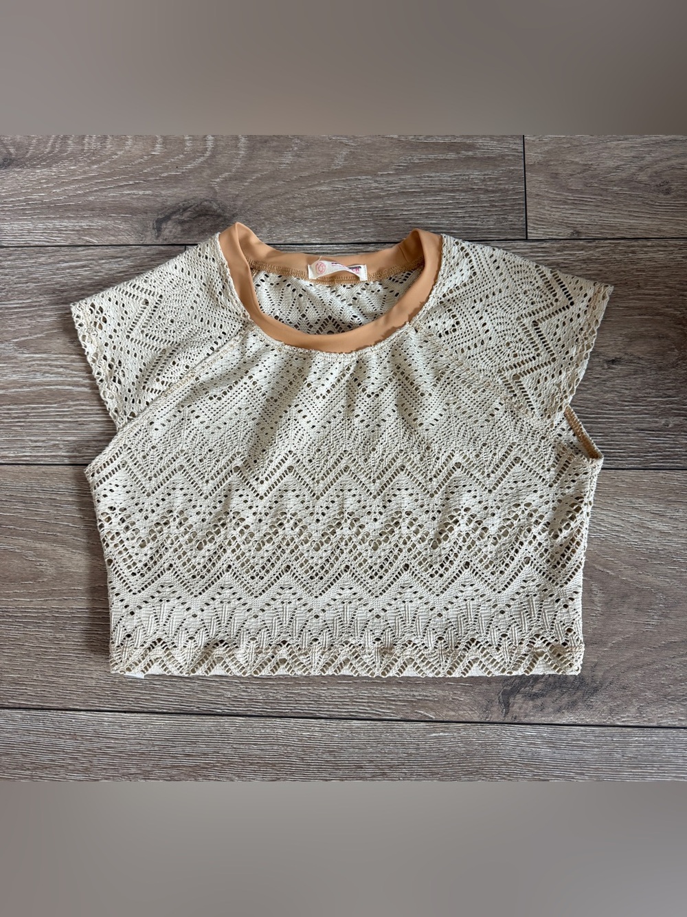 NEW Free People Beach Crochet Rashguard Swim Top L